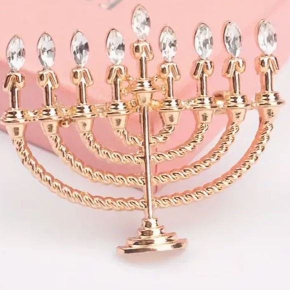 Hanukkah Menorah Brooch  - Jewish Festival of Lights - Tradition - 1.25" Tall - Picture 4 of 5